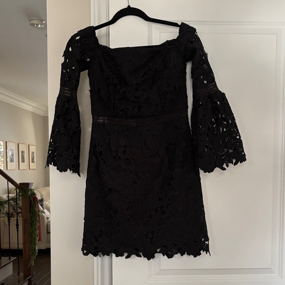 Cynthia Rowley Black Lace Long Sleeve Dress